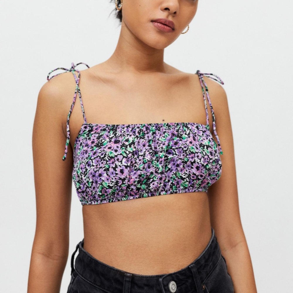 Motel Hepsie Tie-Shoulder Cropped Bralette Top NWT Size S